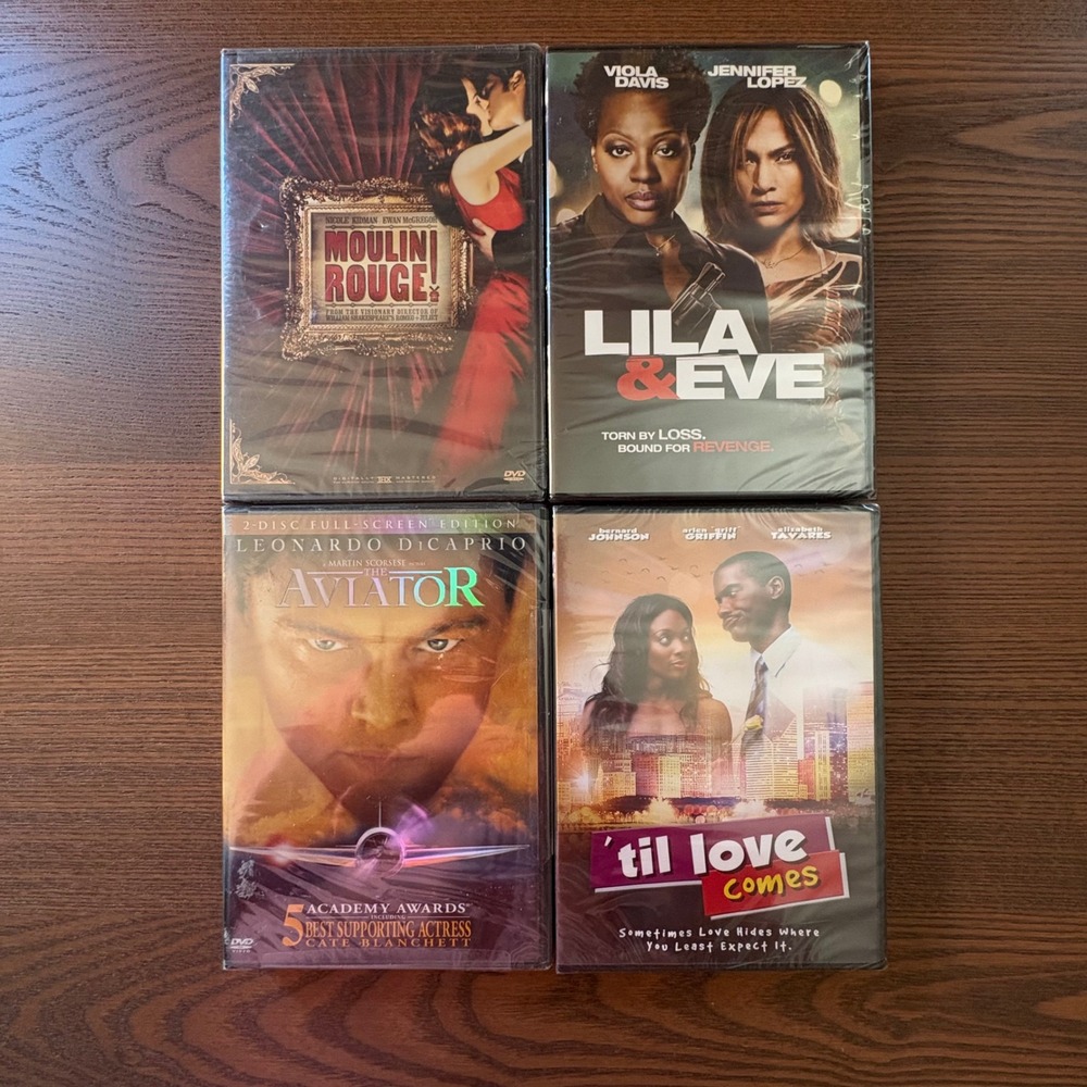 Lot 4 DVD Movies New Moulin Rouge The Aviator Lila & Eve Til Love Comes NIB